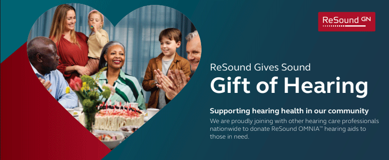 Gift of hearing banner - Happy family celebrating holiday dinner